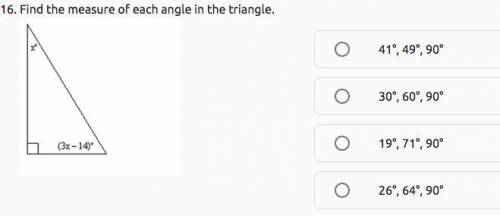 Find the measure of each angle in the triangle.