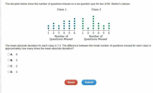 The dot plots below show the number of questions missed on a six-question quiz for two of Mr. Barke