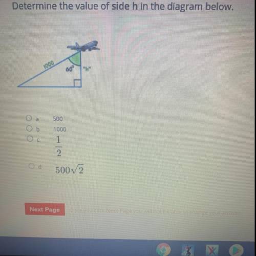 Determine the value of side h in the diagram below