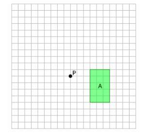 Rectangle A is rotated 90° clockwise about point P to produce rectangle B.

What is the area of re