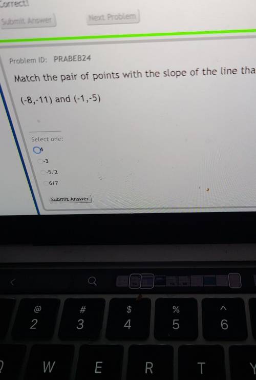 Match the pair of points with the slope of the line the joins them
