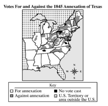 Which issue most likely influenced the voting pattern on the map?

A. Expansion of slavery
B. Thre
