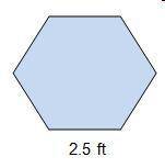 Each side of the regular hexagon below has the same measure.

A hexagon with side lengths of 2.5 f