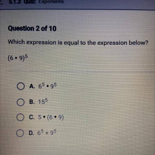 Which expression is equal to the expression below? 
(6•9)^5