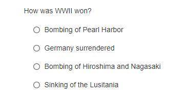 What ended WWII look at the options