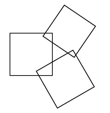 Tres cuadrados iguales están superpuestos como indica la figura. Las áreas de las zonas superpuesta