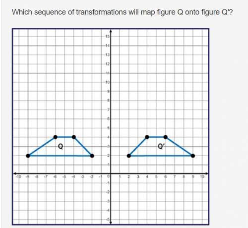 Which sequence of transformations will map figure Q onto figure Q′?

Two congruent quadrilaterals