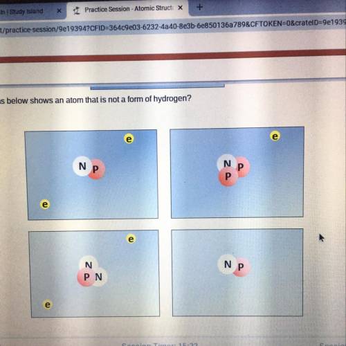 Which of the diagrams below shows an atom that is not a form of hydrogen?