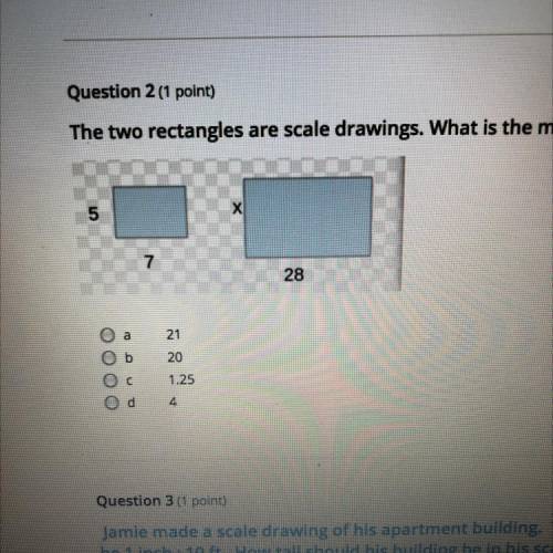 The two rectangles are scale drawings what is the measurement