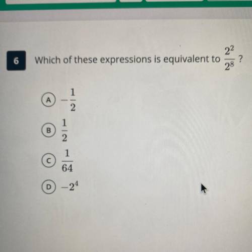 Which of these expressions is equivalent to 2^2/2^8?