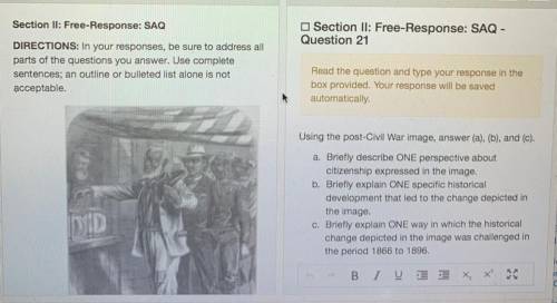 Using the post-Civil War image, answer (a), (b), and (c).

a. Briefly describe ONE perspective abo
