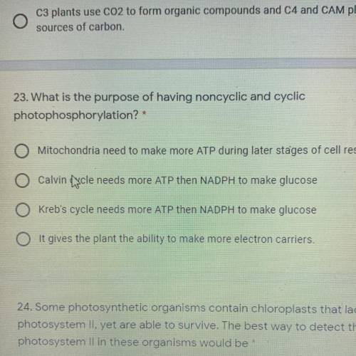What is the purpose of having noncyclic and cyclic
photophosphorylation?