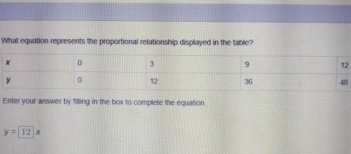 What equation represents the proportional relationship displayed in the table? will give brainliest