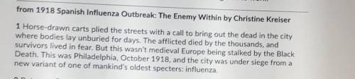 Please helppp

Which word from paragraph 1 of 1918 Spanish Influenza Outbreak: The Enemy Within pr