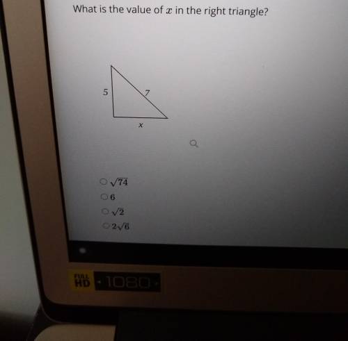 What is the value x in the right triangle