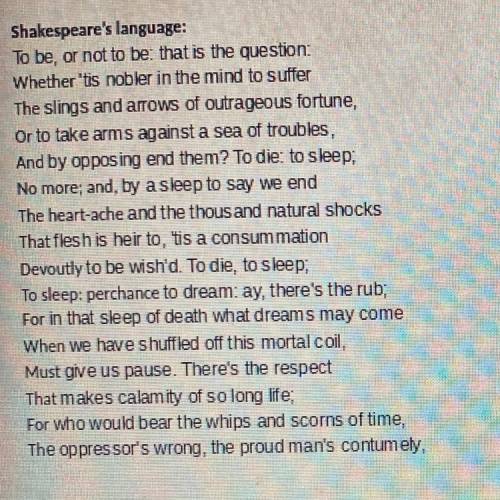Hamlet's Soliloquy

(Use the original text to write your adaptation.
What would be the modern Engl
