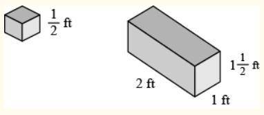 A rectangular prism is filled with cubes that measure 1/2 foot on each side.

How many cubes are n