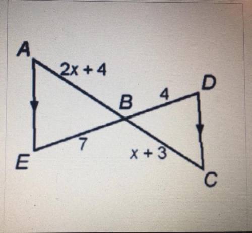 Find the values of x, the lengths of AB and BC