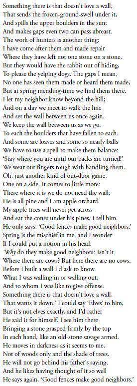 I WILL MARK BRAINLIEST! Read Robert Frost's poem Mending Wall and write the first draft of an int