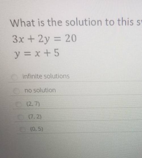 the full question is, what is the solution to this system of equations