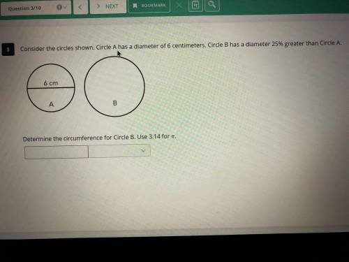 Consider the circles shown. Circle A has a diameter of 6 centimeter. Circle B has a diameter of 25%