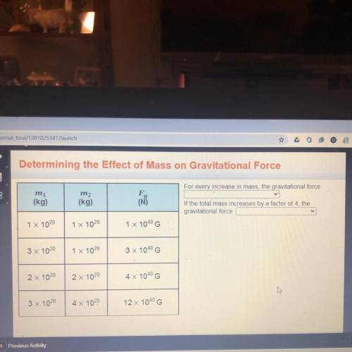 Determining the Effect of Mass on Gravitational Force

For every increase in mass, the gravitation