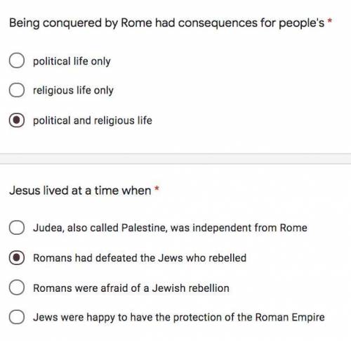 Could i have help on these two very short multiple choice questions on christianity?