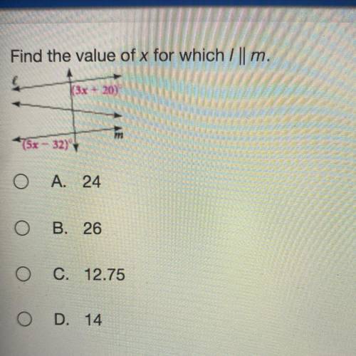 Find the value of x for which I || m