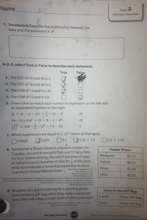 Plz help me with 6 and 1also please tell me if I got 7 8 and 9 wrong plz