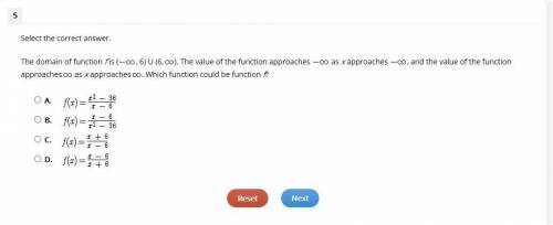 Plz halp :(

The domain of function f is (, 6) U (6, ). The value of the function approaches as x