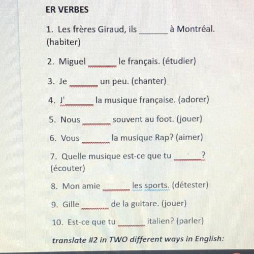 Help please!!
I really need help, I’m failing French and don’t know how to do any of these:(
