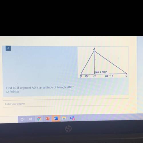 Find BC if segment AD is an altitude of triangle ABC PLEASE HELP