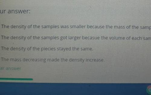 The teacher gave her students an unknown sample that had density of 0.75g/cm3. The students were in