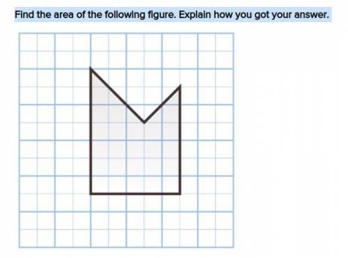 Find the area of the following figure. Explain how you got your answer.