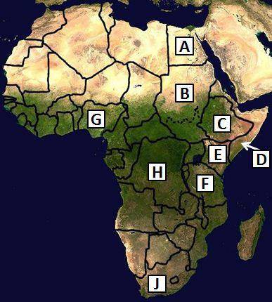 Analyze the map below and answer the question that follows. On the map above, country G is ________