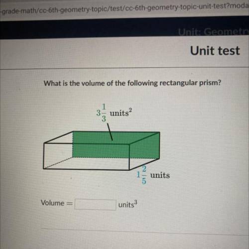 What is the volume of the following rectangular prism?￼