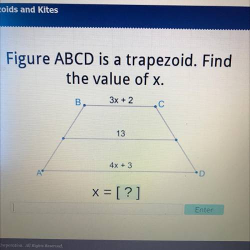 Figure ABCD is a trapezoid. Find the value of x.