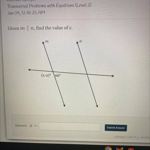 Given m
||
n, find the value of x.