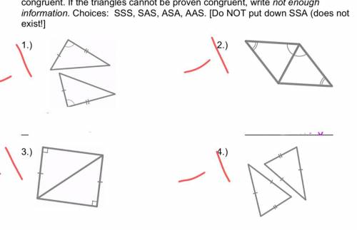 Determine if the triangle is sss, sas, asa, or aas or none.