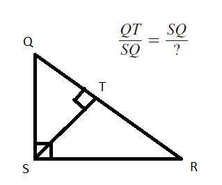 Why is the ? in the proportion below equal to QR? Explain why.

A) SQ is the geometric mean betwee