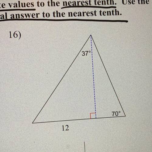find the area of each triangle. round intermediate values to the nearest tenth. use the rounded val