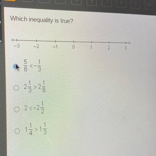 QUICKLY

I Which inequality is true? 
5/6 &l