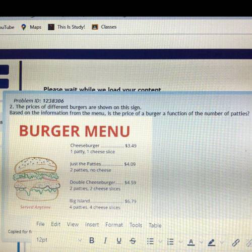 HELP PLEASE!!!

“Is the price of a burger a function of the number of patties?”
is this true or fa