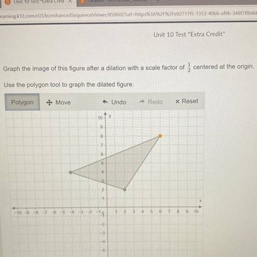 Graph the image of this figure after a dilation with a scale factor of 1/2 centered at the origin