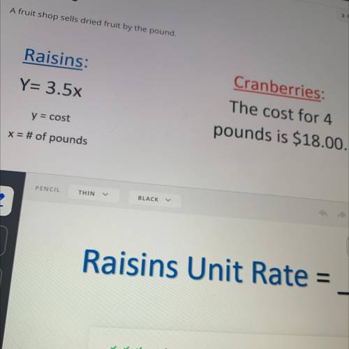 Hey does anyone know this

i need to know the raisins unit rate 
the cranberries unit rate 
and wh