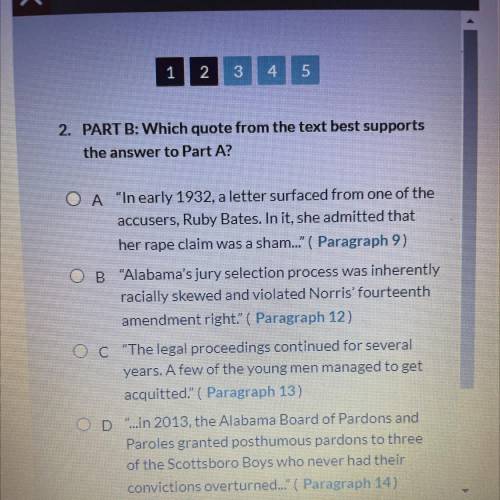 PART B: Which quote from the text best supports
the answer to Part A?