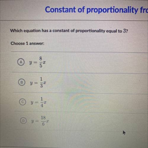 Which equation has a constant of proportionality equal to 3 ?