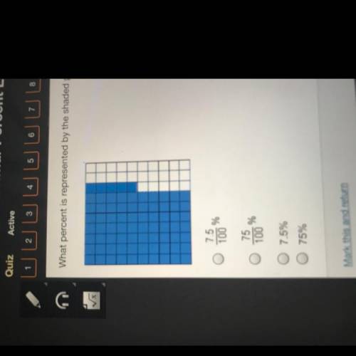 What percent is represented by the shaded portion on this 10×10 grid￼