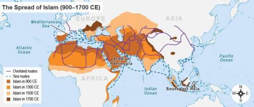 Which statement best describes the spread of Islam by 1500 CE?

It had spread to most of North Afr