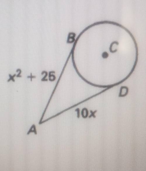 AB and AD are tangent to circle C. Find the value of x.